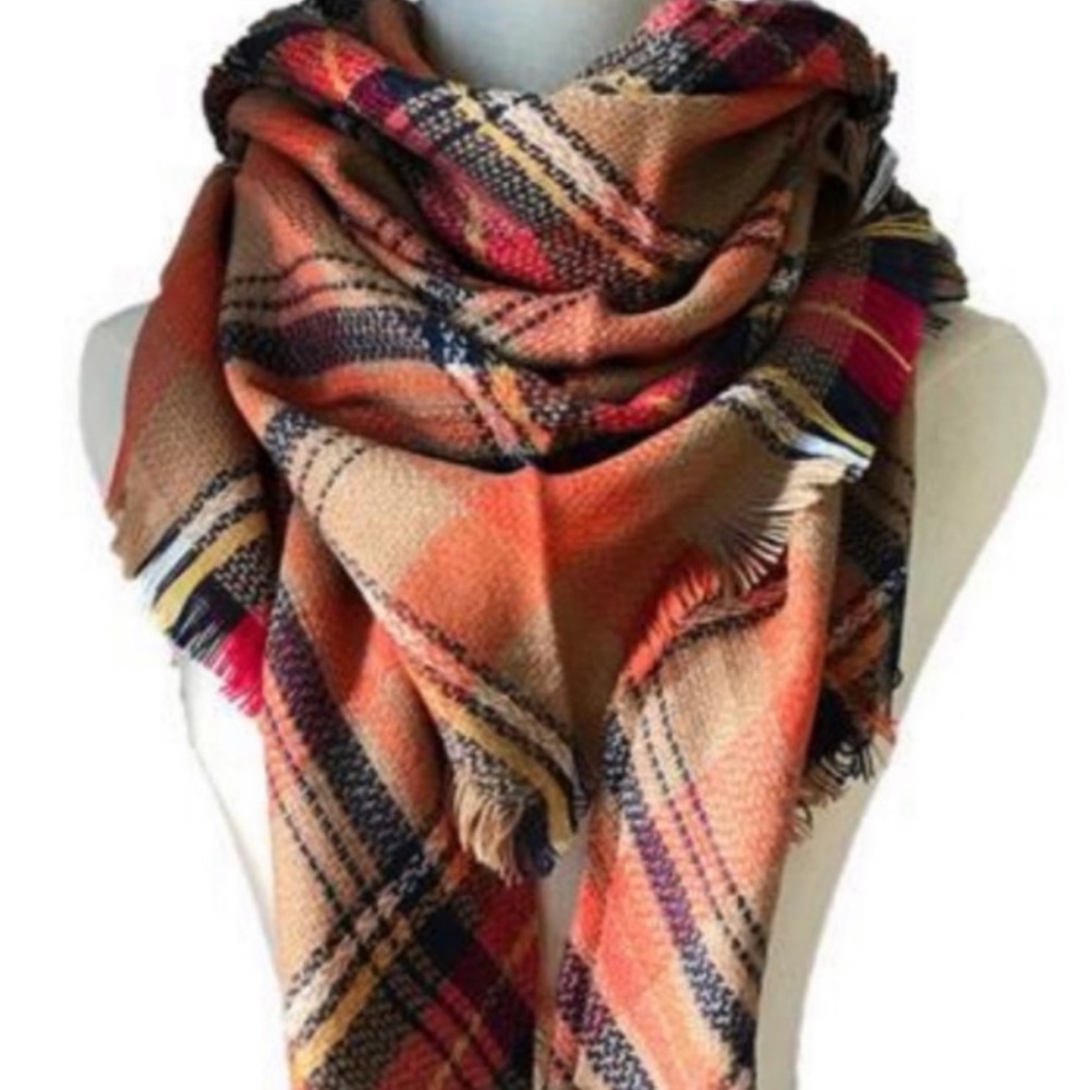 5⭐️Rated! Cozy Plaid Blanket Scarf